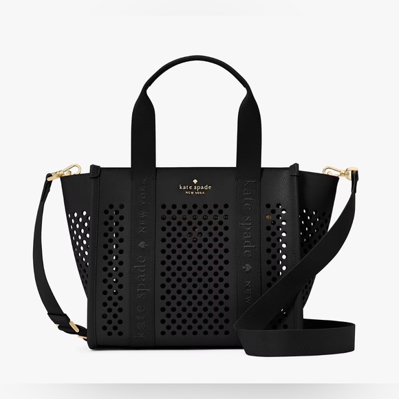 Kate Spade Kip Perforated Leather Small Tote - Black - Picture 1 of 12
